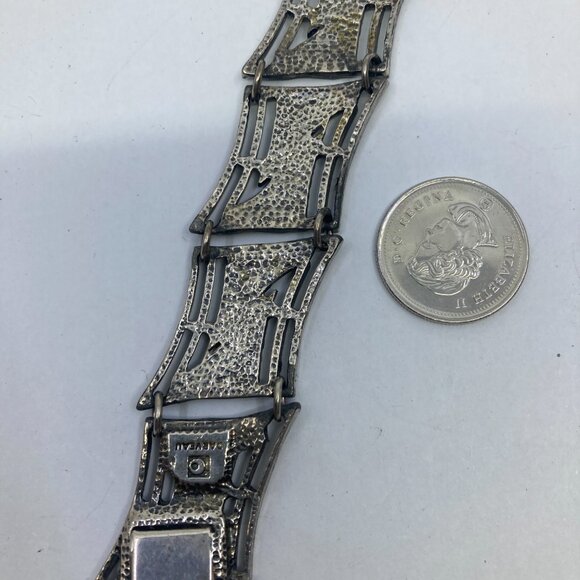 Vtg 1960 DARVEAU pewter modernist minimalist brutalist bracelet - Picture 4 of 7